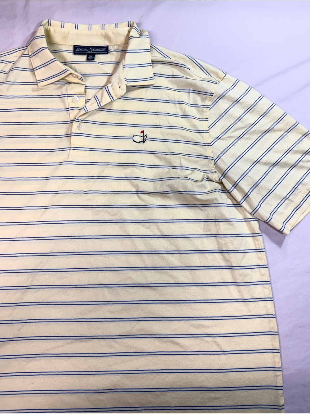 Masters Collection Polo Mens Size XL Yellow Stripe Pima Cotton Casual Golf